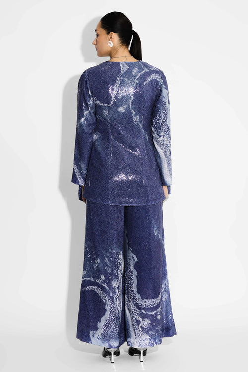 Amorphous Blue Jacket And Pant Set
