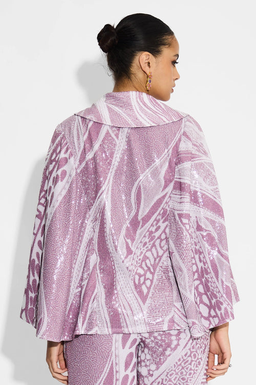 Amorphous Dusty Purple Sequence Cape Style Jacket