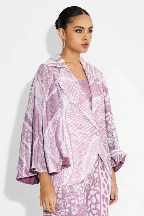 Amorphous Dusty Purple Sequence Cape Style Jacket