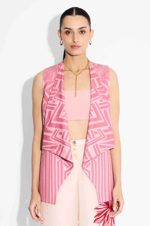 Prink Stripe Lapel Coverup