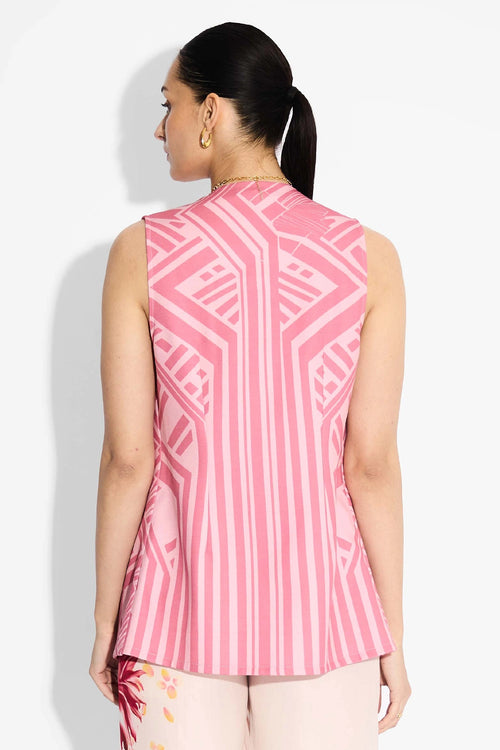 Prink Stripe Lapel Coverup