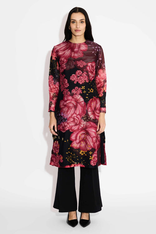 Black Floral Straight Kurta