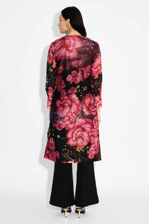 Black Floral Straight Kurta