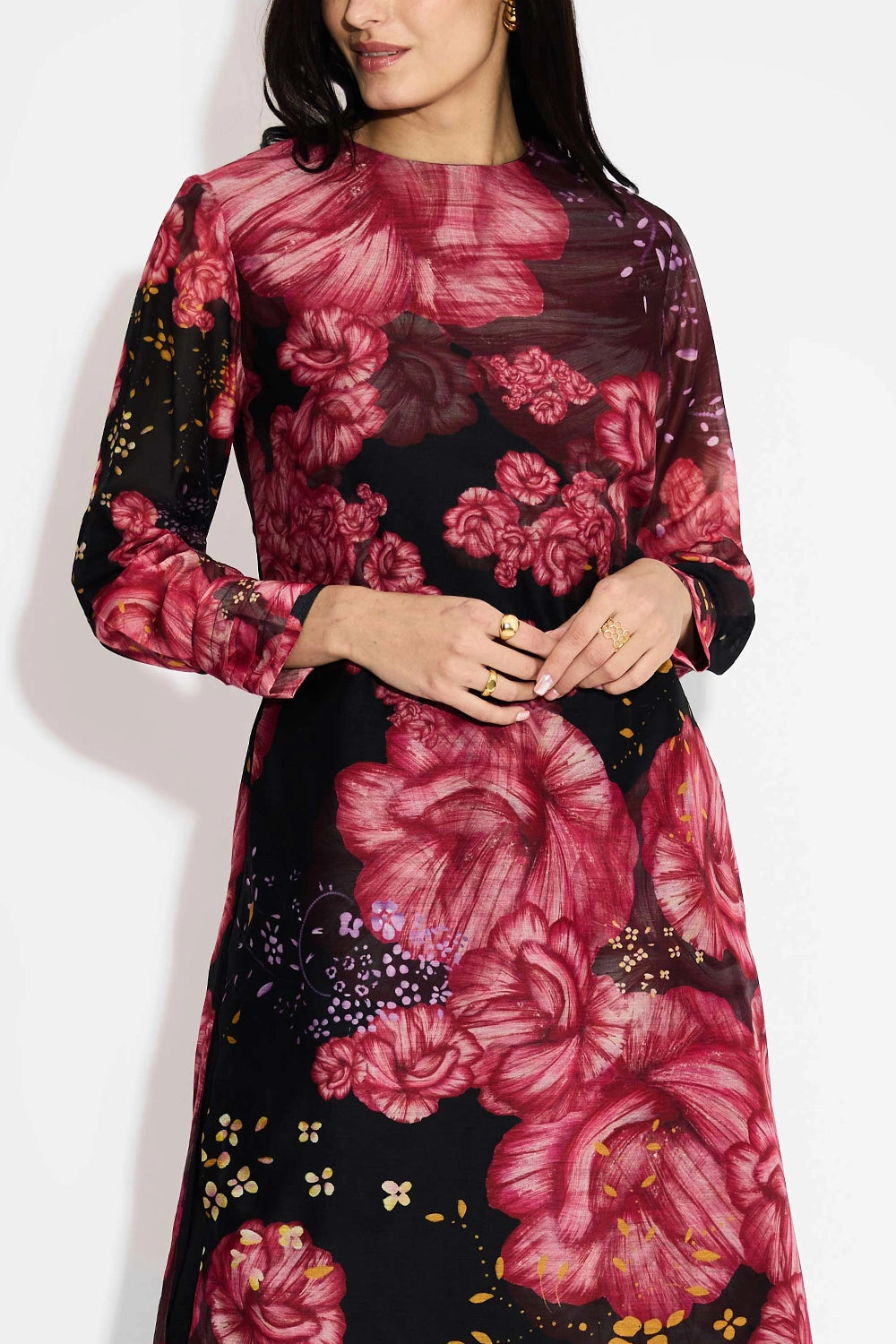 Black Floral Straight Kurta