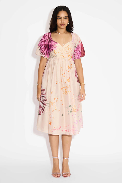 Beige Floral Dress