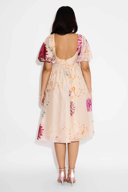 Beige Floral Dress