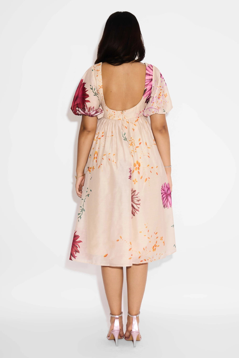 Beige Floral Dress
