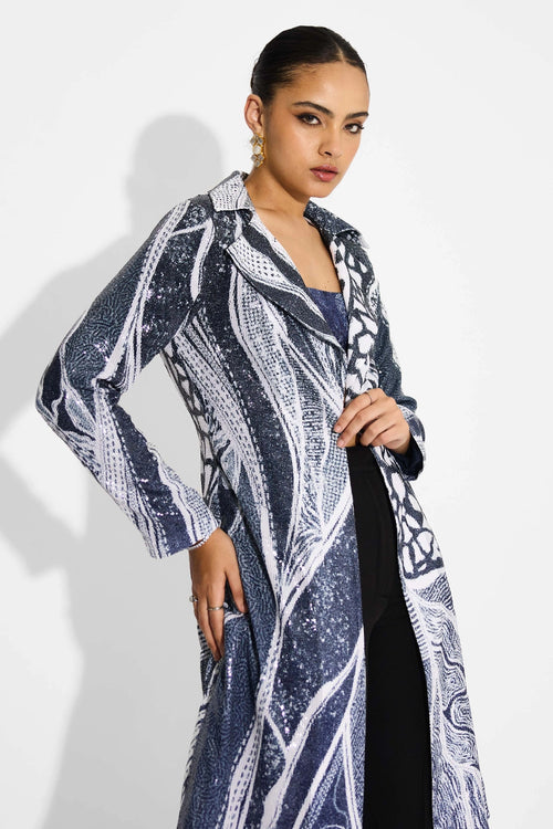 Ombre Sequin Trench Coat