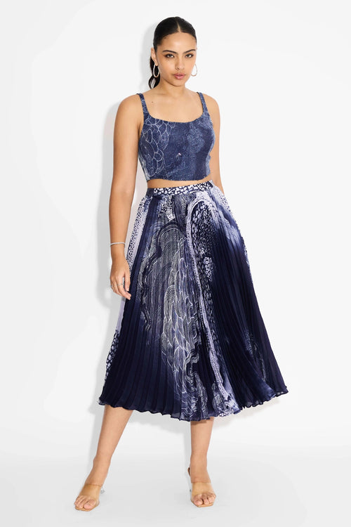 Blue Swirl Corset And Skirt Set