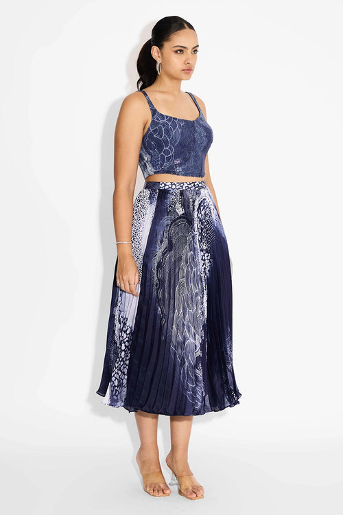 Blue Swirl Corset And Skirt Set