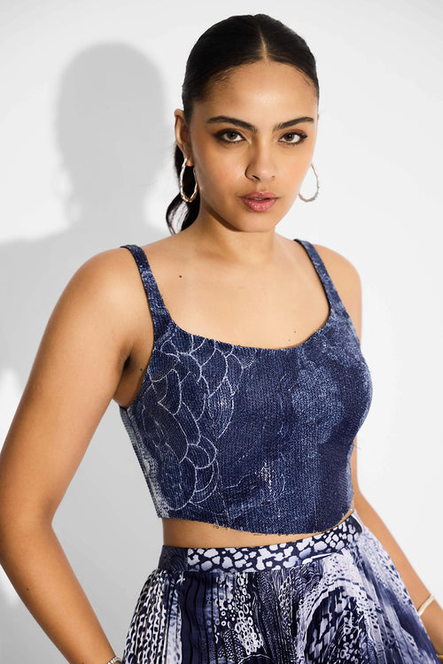 Blue Swirl Corset And Skirt Set