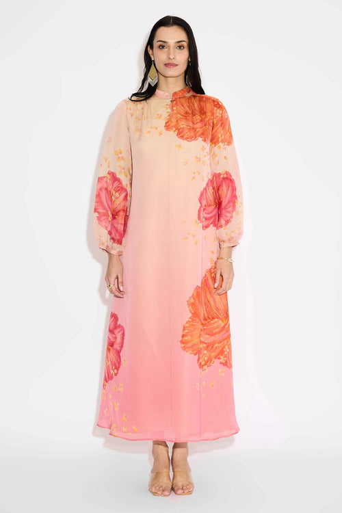 Pink Ombre Floral Dress