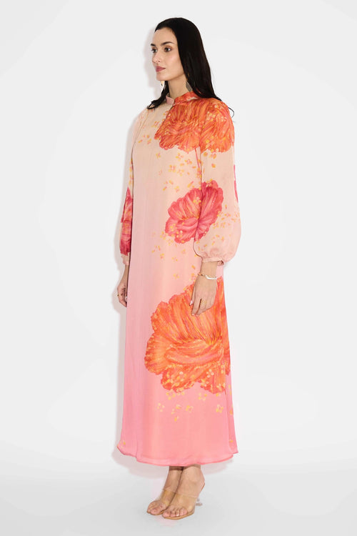 Pink Ombre Floral Dress