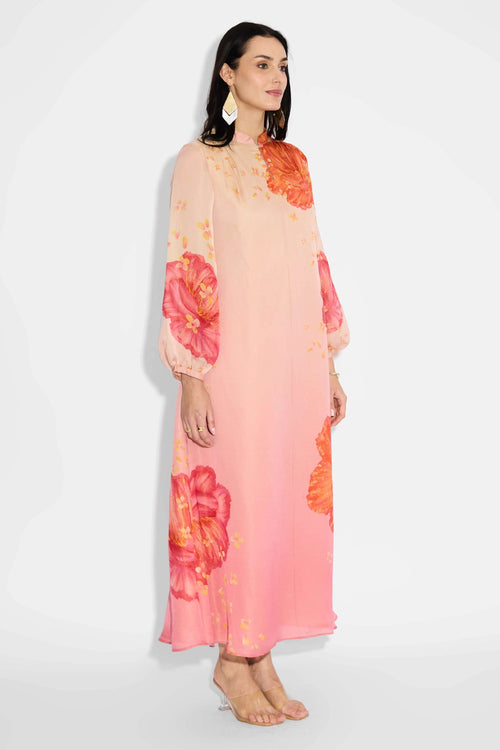 Pink Ombre Floral Dress