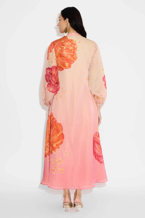 Pink Ombre Floral Dress
