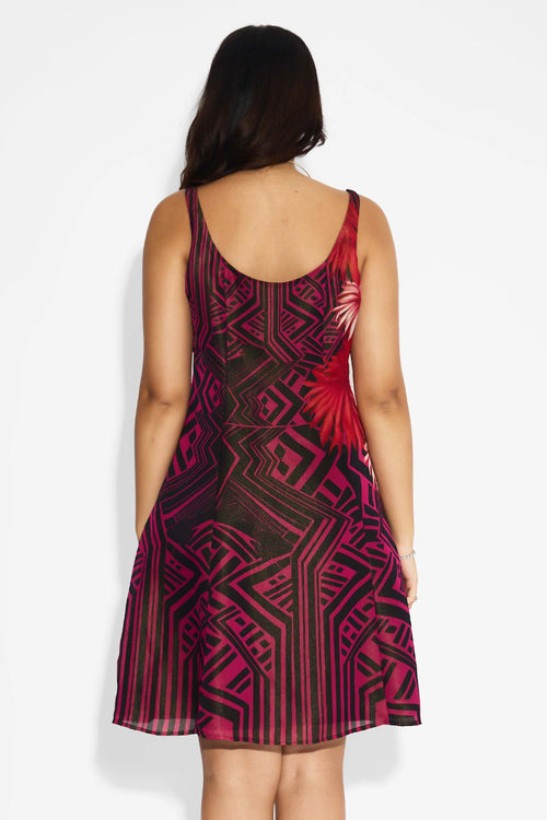 Black & Pink Stripe Floral Dress