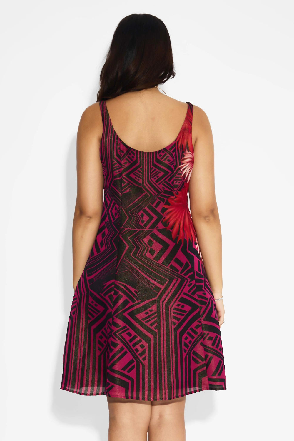 Black & Pink Stripe Floral Dress