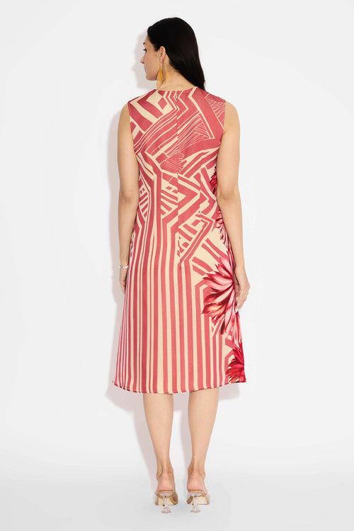 Floral Beige Stripe Dress