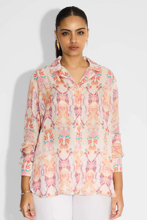 Pink High Low Floral Shirt