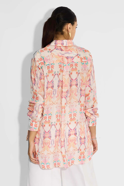 Pink High Low Floral Shirt
