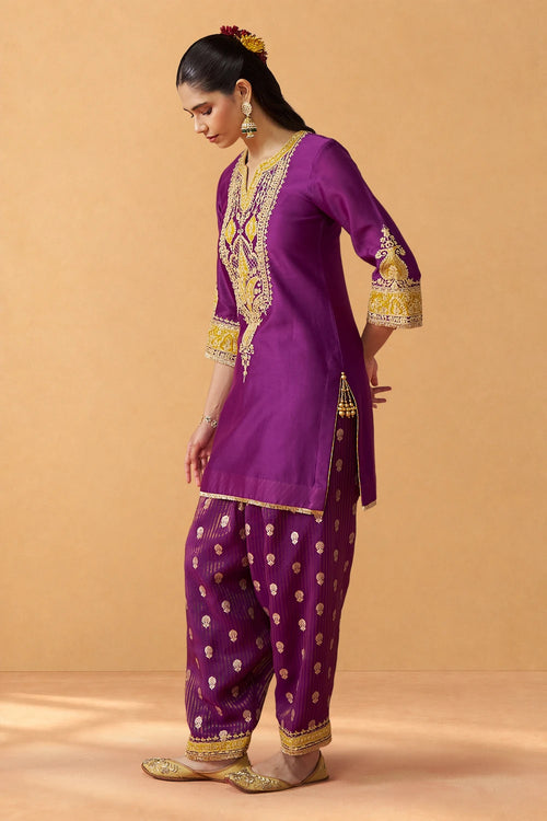 Adeela Deep Purple Kurta with Salwar and Dupatta