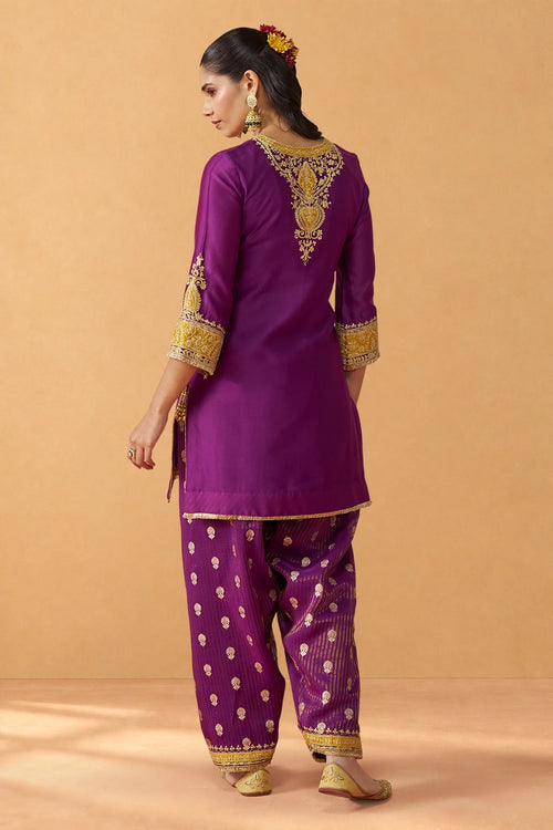 Adeela Deep Purple Kurta with Salwar and Dupatta