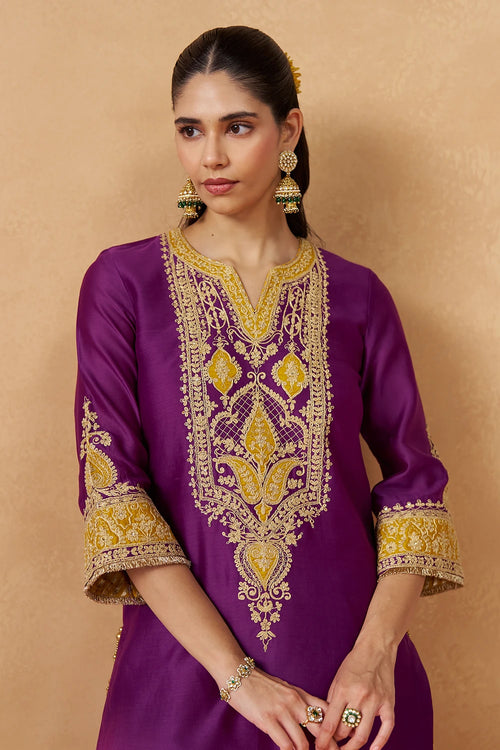 Adeela Deep Purple Kurta with Salwar and Dupatta