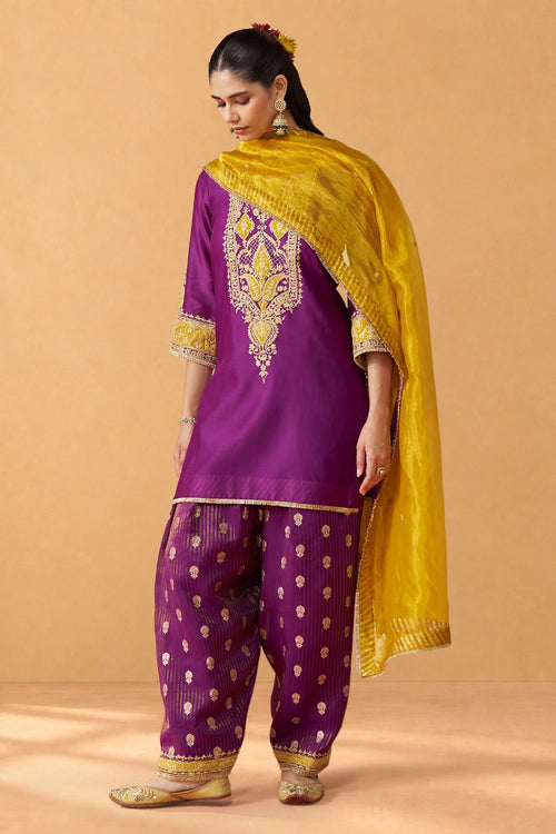 Adeela Deep Purple Kurta with Salwar and Dupatta