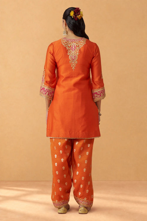 Adeela Burnt Orange Kurta with Salwar and Dupatta