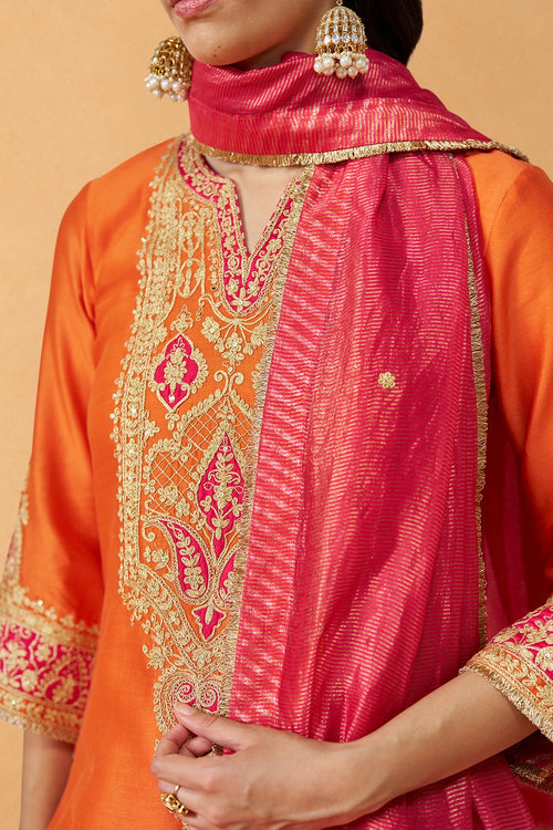Adeela Burnt Orange Kurta with Salwar and Dupatta