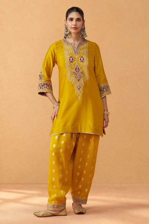Adeela Mustard Kurta with Salwar and Dupatta