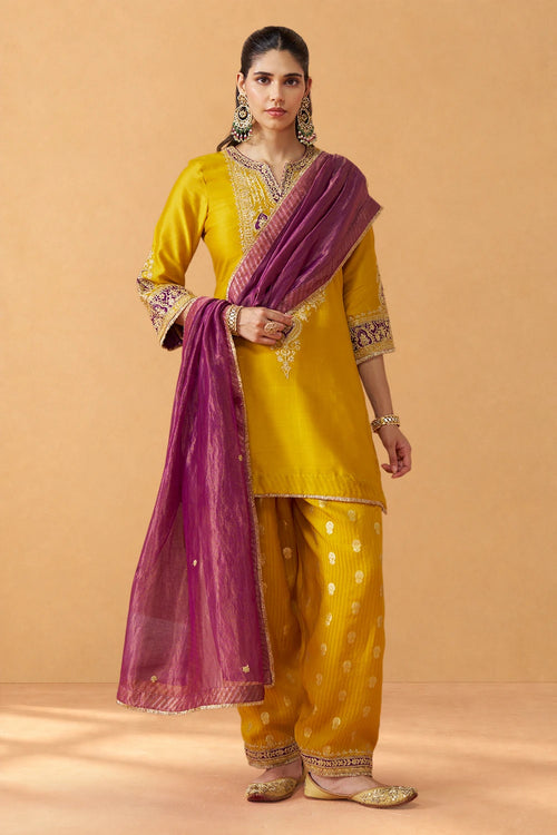 Adeela Mustard Kurta with Salwar and Dupatta