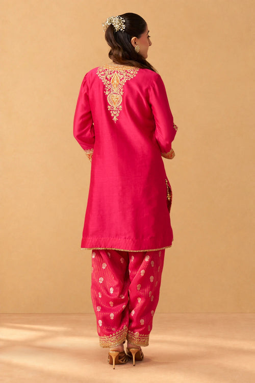 Adeela Hotpink Kurta with Salwar and Dupatta
