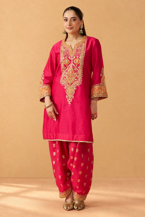 Adeela Hotpink Kurta with Salwar and Dupatta