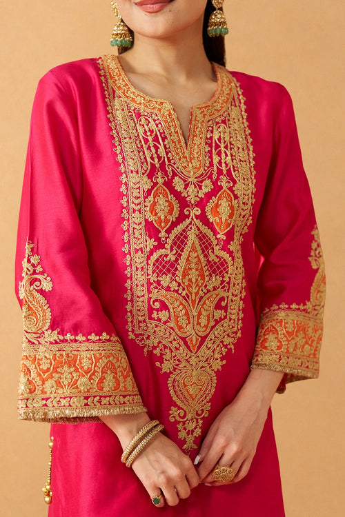 Adeela Hotpink Kurta with Salwar and Dupatta