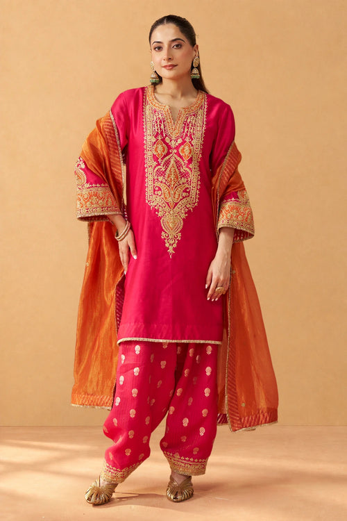 Adeela Hotpink Kurta with Salwar and Dupatta