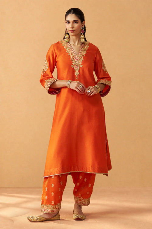 Liana Burnt Orange Chauga with Salwar and Dupatta