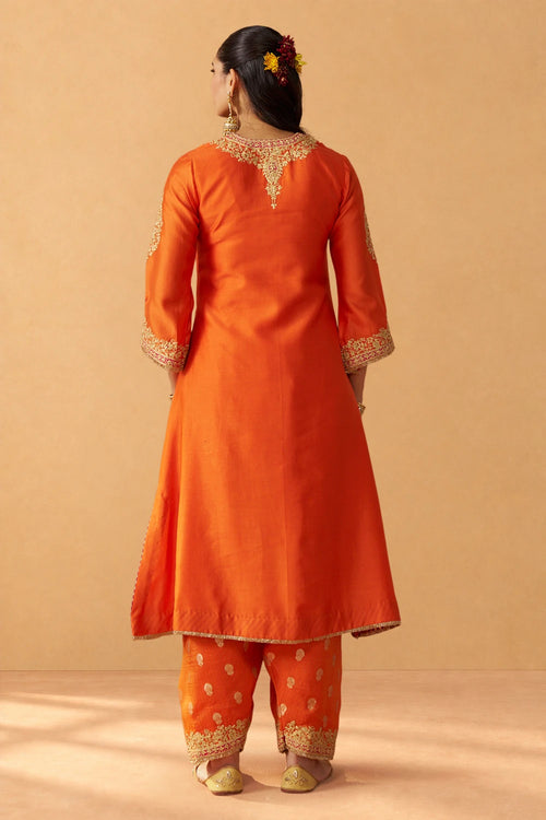 Liana Burnt Orange Chauga with Salwar and Dupatta