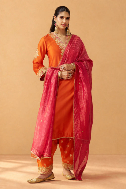 Liana Burnt Orange Chauga with Salwar and Dupatta