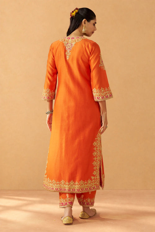 Mubina Burnt Orange Kurta with Salwar and Dupatta
