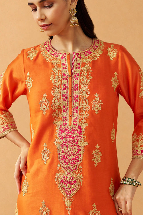 Mubina Burnt Orange Kurta with Salwar and Dupatta
