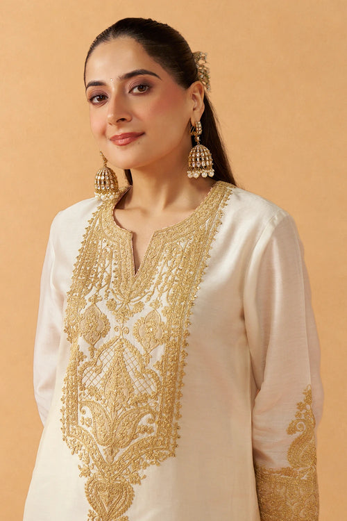 Adeela Daisy Ivory Kurta with Salwar and Dupatta