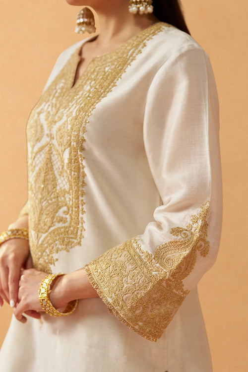 Adeela Daisy Ivory Kurta with Salwar and Dupatta