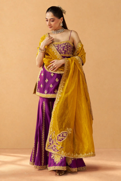 Najma Deep Purple Kurta with Garara and Dupatta