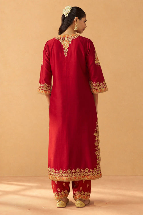 Mubina Deep Red Kurta with Salwar and Dupatta