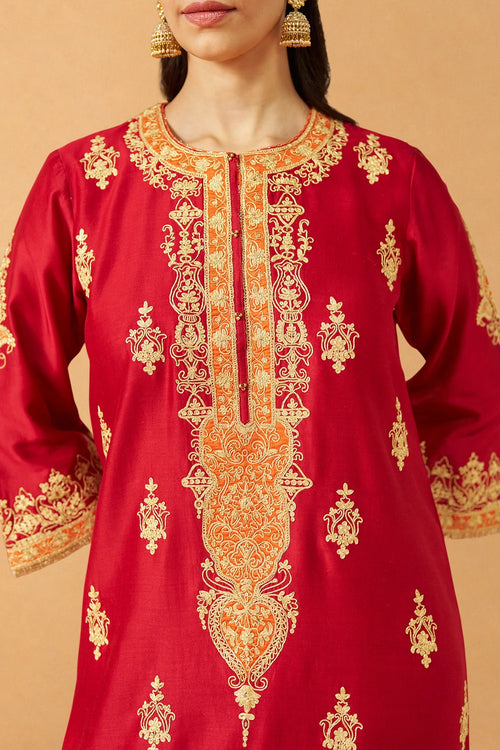 Mubina Deep Red Kurta with Salwar and Dupatta