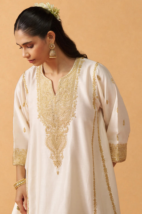 Maahgul Daisy Ivory Kalidaar Chauga with Salwar and Dupatta