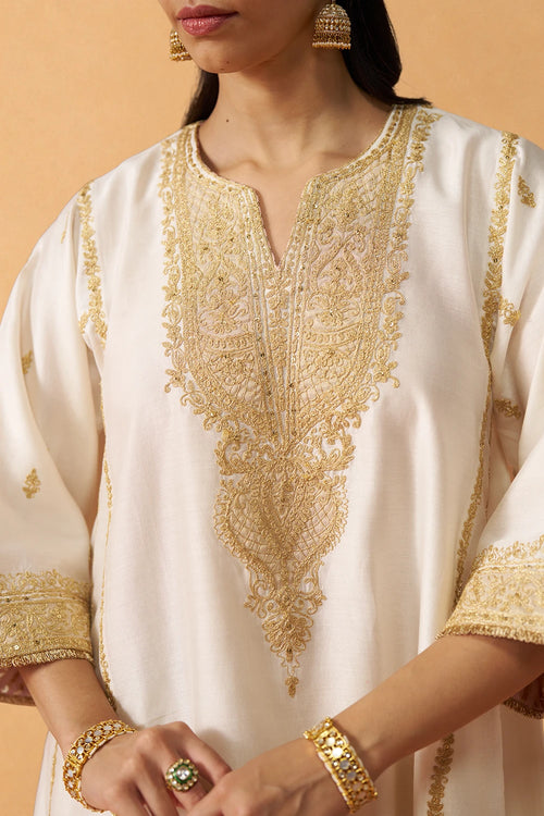 Maahgul Daisy Ivory Kalidaar Chauga with Salwar and Dupatta