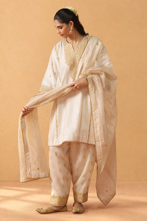 Maahgul Daisy Ivory Kalidaar Chauga with Salwar and Dupatta