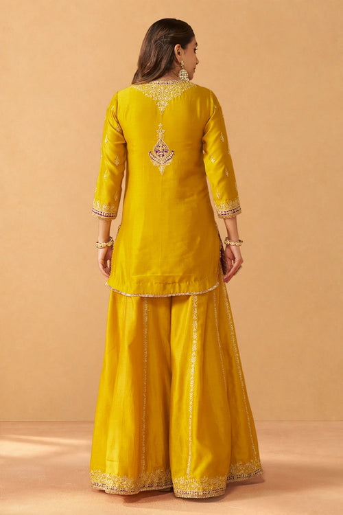 Fadiya Mustard Kurta with Sharara and Dupatta